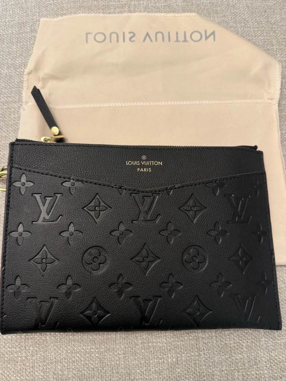 Louis Vuitton Black and Gold Zip Clutch Wristlet - Picture 6 of 7